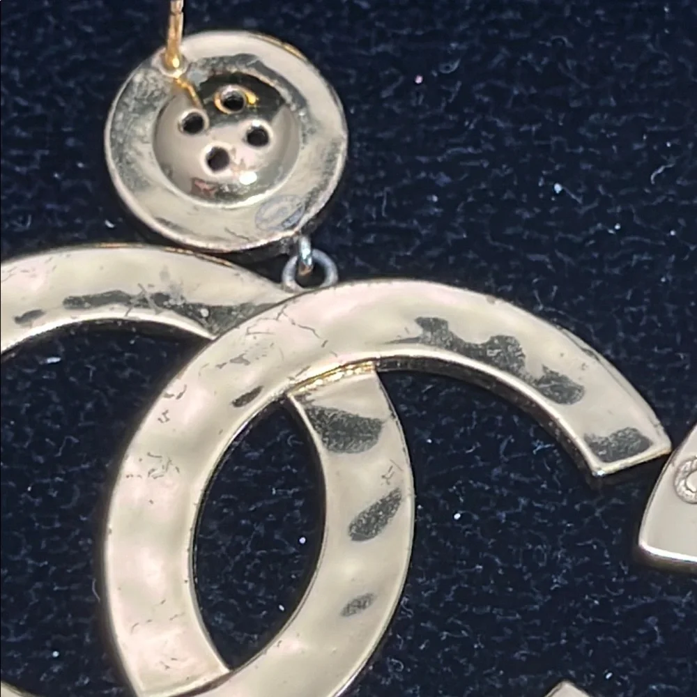 CHANEL Gold Logo Earrings - Picture 7 of 13